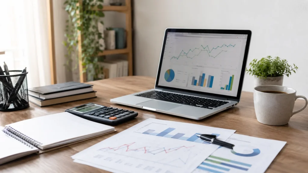 Acompanhamento da Carteira do Finanças Diretas Mesa de trabalho com gráficos e ferramentas para acompanhamento de investimentos
